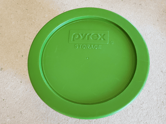 A pyrex container lid.