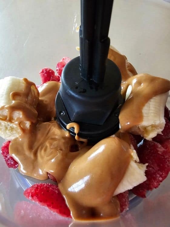 Ingredients in a food processor.