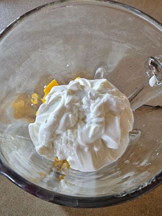 Ingredients in a blender.