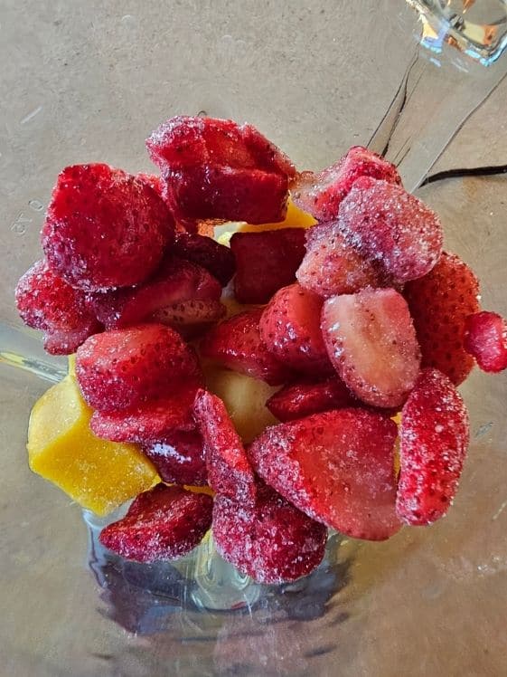 Ingredients in a blender.