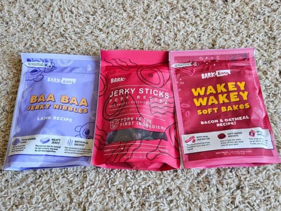 3 bags of dog treats.